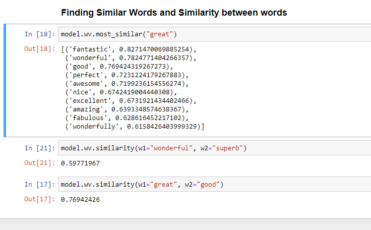 word 2 vec result