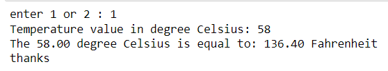 Temperature Converter Fahrenheit to Celsius using Python result