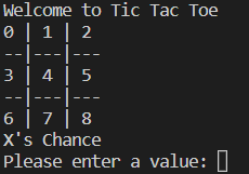 Tic-Tac-Toe game using python result