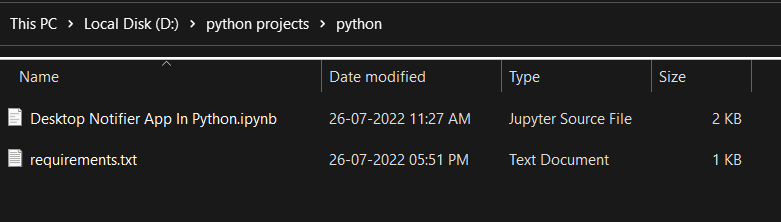 Desktop Notifier App Using Python command
