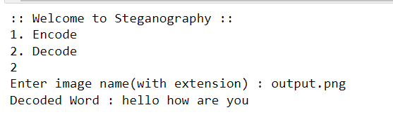 Text Steganography In Python result