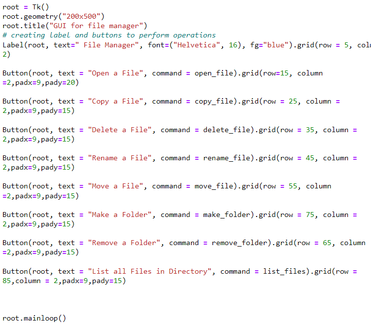 Building File Manager UI using Tkinter