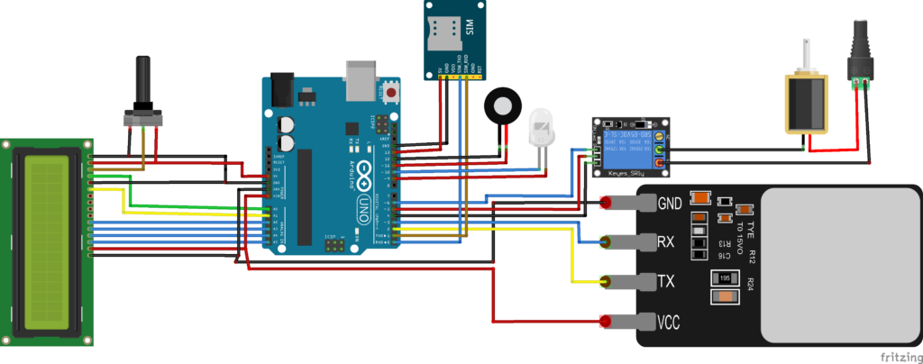 circut diagram of ARDUINO BASED FINGERPRINT