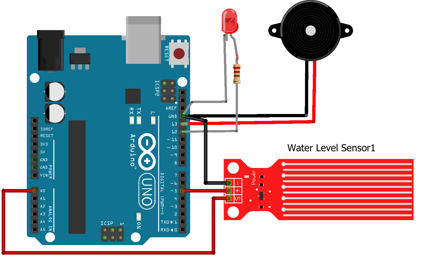 Flood Detection system with Alarm by Using Arduino | TechieYan